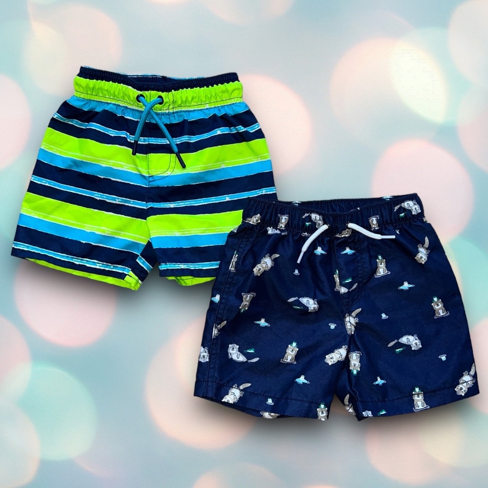 2 Pairs of Baby Boy's Swimsuit Trunks Size 18 Months